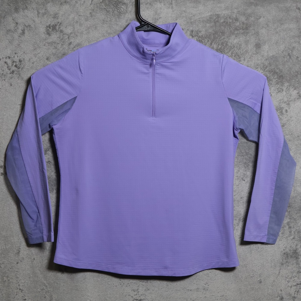 IBKUL Pullover Womens Large Purple 1/4 Zip Mock Neck Golf Tennis Pickleball